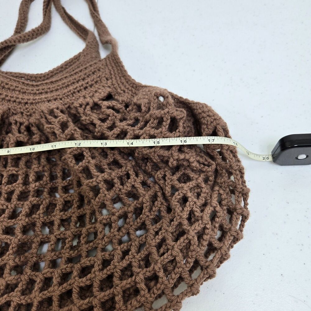 Handmade Cotton Crochet Market Bag - Brown Earth Tones - Large - Picture 5 of 6